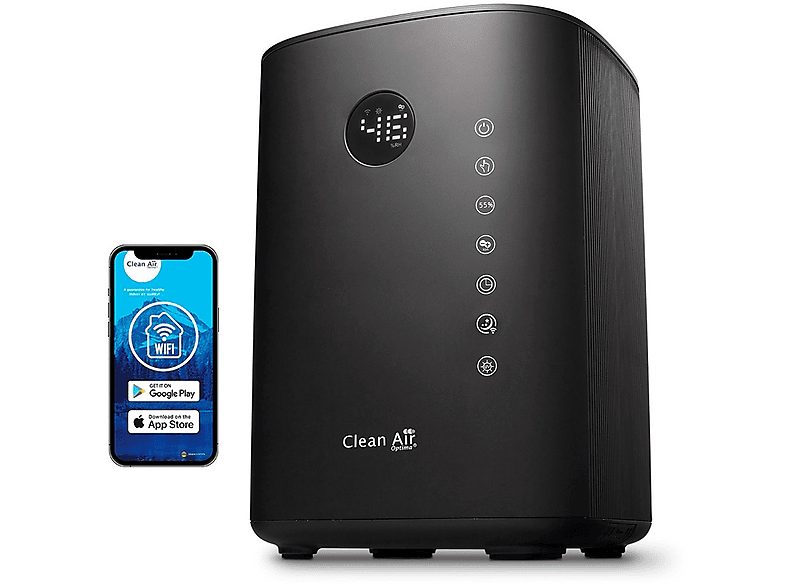 Humidificador - CLEAN AIR OPTIMA CA-605, 5 l, 160 m², Negro, Blanco