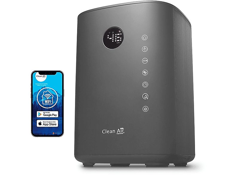 Humidificador - CLEAN AIR OPTIMA CA-605TSmart, 3,8 l, 65 m², Gris