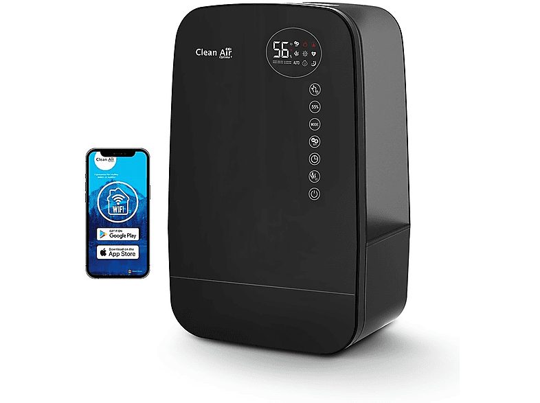 Humidificador - CLEAN AIR OPTIMA CA-607B, 5500 ml, 65 m², Negro
