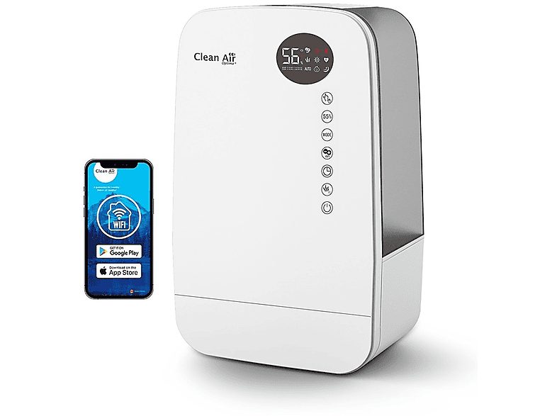 Humidificador - CLEAN AIR OPTIMA CA-607W, 5500 ml, 65 m², Blanco