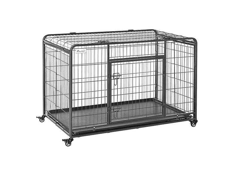 Jaula de transporte para Perro - PAWHUT D02-052V02, para Perro, carga máxima 40 kg, Gris Oscuro