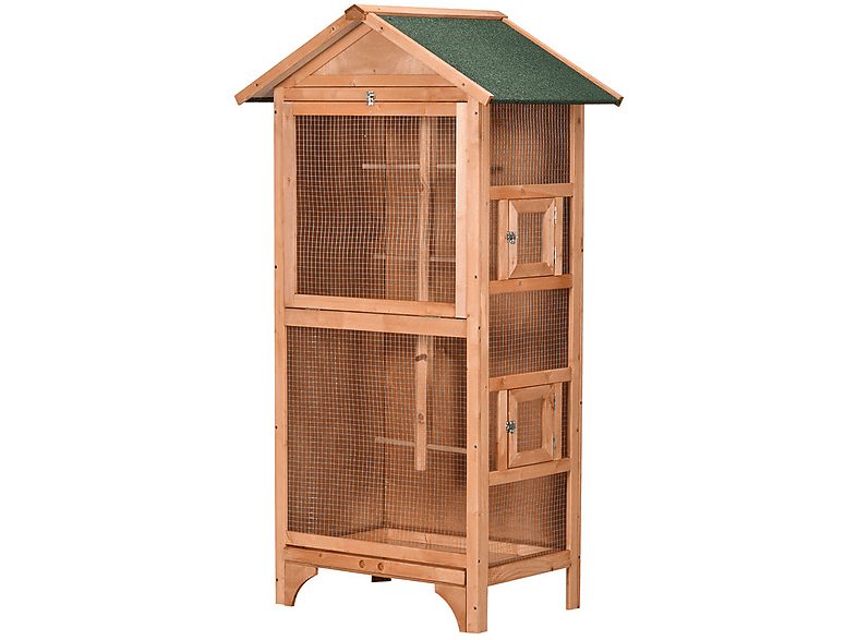 Jaula para pájaros - PAWHUT D10-050V01YL, para Pájaro, Madera Natural