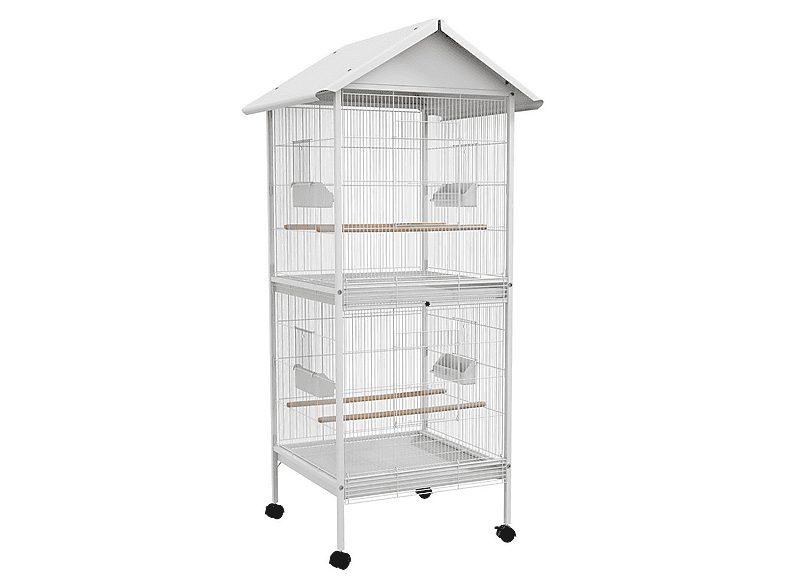 Jaula para pájaros - PAWHUT D10-065V01, para Pájaro, Blanco
