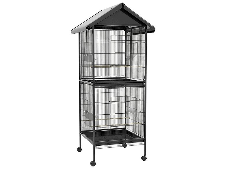 Jaula para pájaros - PAWHUT D10-065V01BK, para Pájaro, Negro