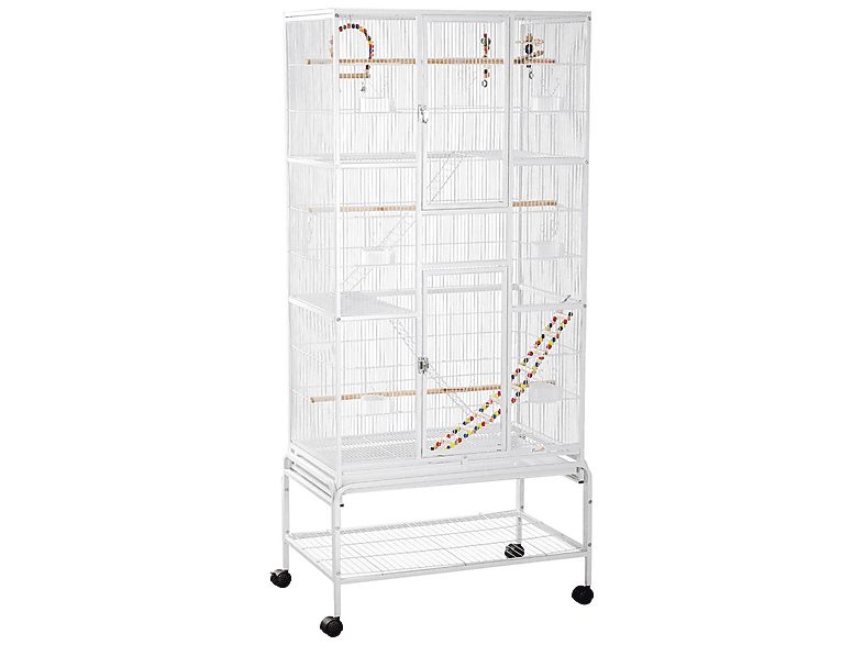 Jaula para pájaros - PAWHUT D10-089V00WT, para Pájaro, Blanco