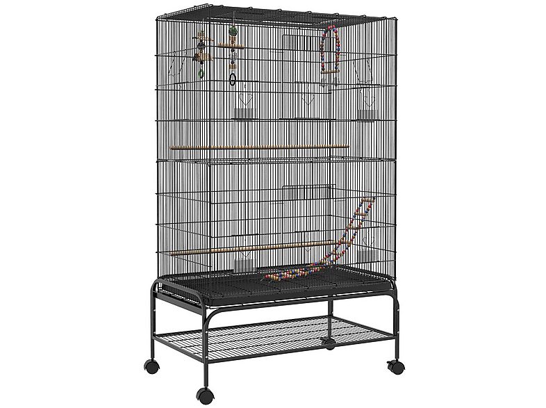 Jaula para pájaros - PAWHUT D10-091V00BK, para Pájaro, Negro