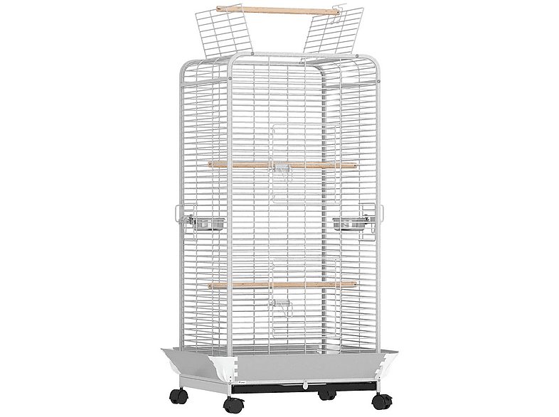 Jaula para pájaros - PAWHUT D10-101V00LG, para Pájaro, Gris Claro