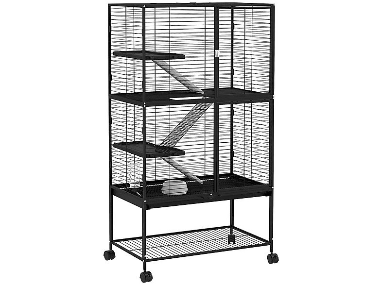 Jaula para roedores - PAWHUT D51-423V02BK, para Mascota pequeña, Negro