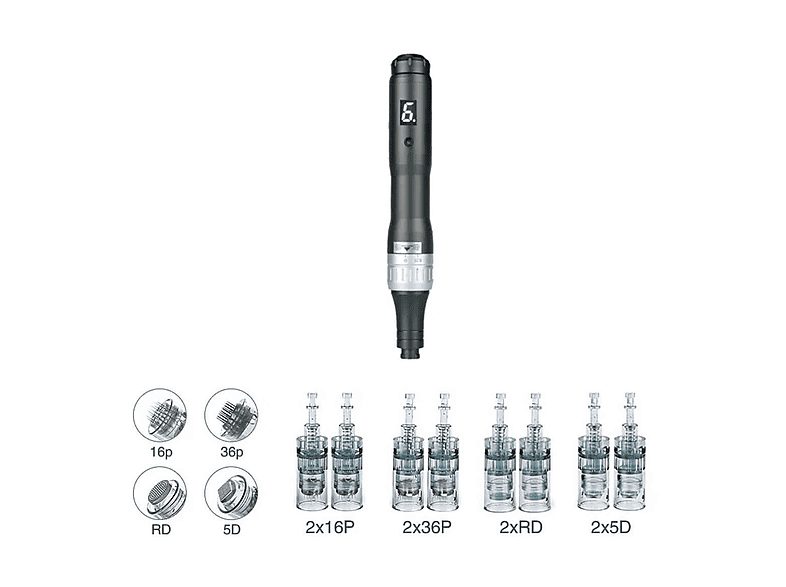 Limpiador de poros - LALANOS COSMETICS Bolígrafo con aguja para microagujas, Cara, Gris