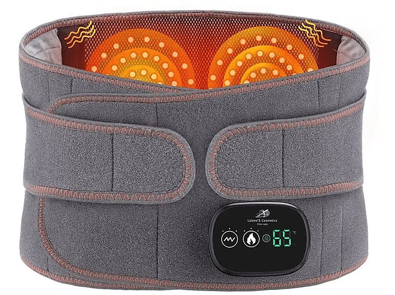 Masajeador - LALANOS COSMETICS Cinturón Calentador de Masaje Luz Roja, para: Espalda, Abdomen, Hombros, Piernas, Función calor, Gris