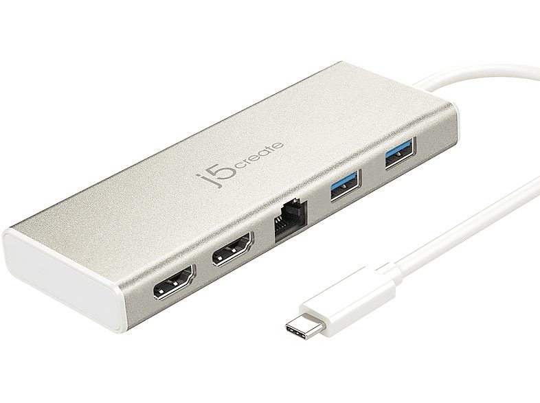 Minibase USB-C Dual HDMI  - JCD381-N J5CREATE, Dorado Metalizado