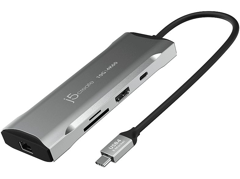 Miniestación de acoplamiento 4K60 Elite USB-C de 10 Gbps  - JCD393-N J5CREATE, Gris Metalizado