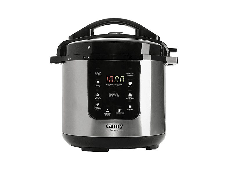 Olla de cocción lenta - CAMRY CR 6409, Olla Express Programable, Slow Cooker, 6 L, 8 Funciones Programables, Temporizador, Antiadh, 1500 W, 6 l, Plata