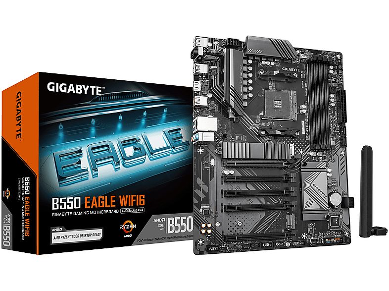 Placa base  - B550 EAGLE WIFI6 GIGABYTE, ATX, AMD B550, Sockel AM4, Dark brown