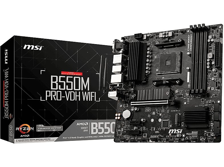Placa Base  - B550M PRO-VDH WIFI MSI, micro ATX, AMD B550, Zócalo AM4, Negro