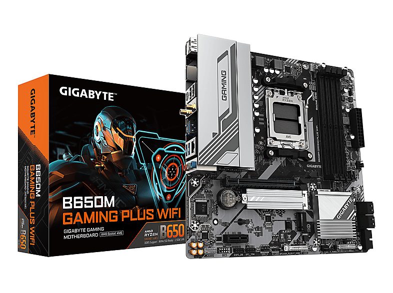 Placa base  - B650M GAMING PLUS WIFI GIGABYTE, Micro ATX, AMD B650, Sockel AM5, Dark brown