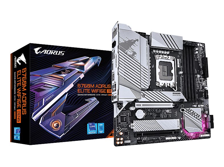Placa base  - B760M AORUS ELITE WIFI6E GEN5 GIGABYTE, Micro ATX, Intel B760, LGA 1700, Negro