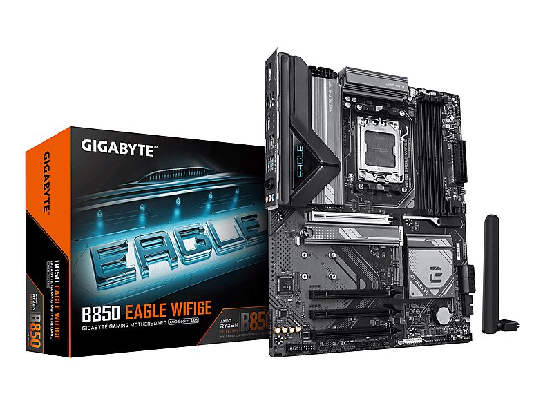 Placa base  - B850 EAGLE WIFI6E GIGABYTE, ATX, AMD B850, Sockel AM5, Marrón