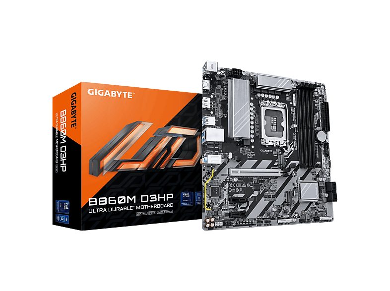 Placa base  - B860M D3HP GIGABYTE, Micro ATX, Intel B860, LGA 1851 (Socket V1), Dark brown