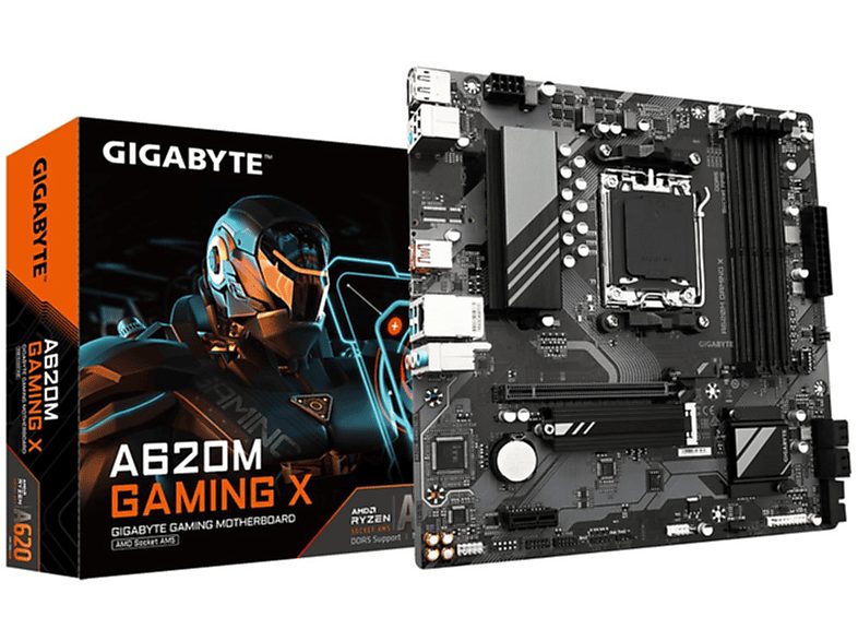 Placa base  - Gigabyte A620M GAMING X GIGABYTE, micro ATX, AMD A620, Sockel AM5, Marrón