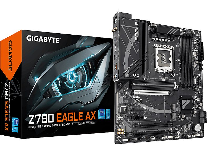 Placa base  - GIGABYTE Z790 EAGLE AX placa base Intel Z790 Express LGA 1700 ATX GIGABYTE, ATX, Intel Z790 Express, LGA 1700, Marrón