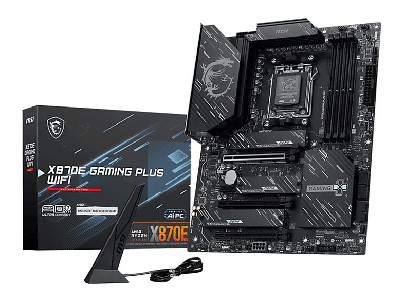 Placa base  - X870E GAMING PLUS WIFI MSI, ATX, AMD X870E, Sockel AM5, Negro