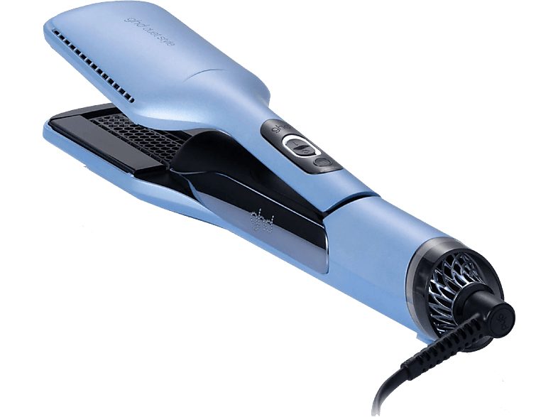 Plancha de pelo - ghd Duet style, Cerámica, 185 °C, Placas inteligentes, Wet&Dry, Azul Gélido