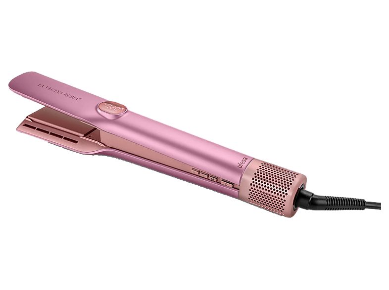 Plancha Secador - Ufesa La Vecina Rubia, 3 en 1, Revestimiento cerámico, 700 W, Pantalla LCD, Edición Limitada, Rosa