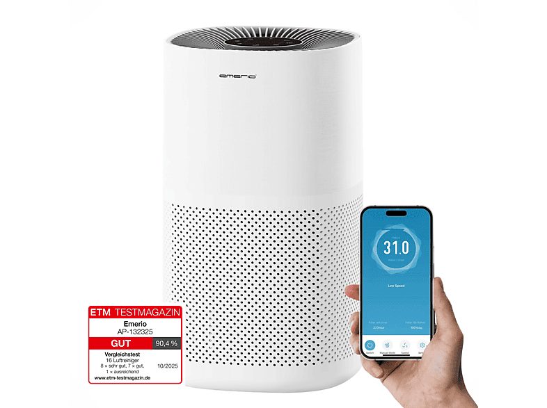 Purificador de aire - EMERIO AP-132325, 38 W, Blanco