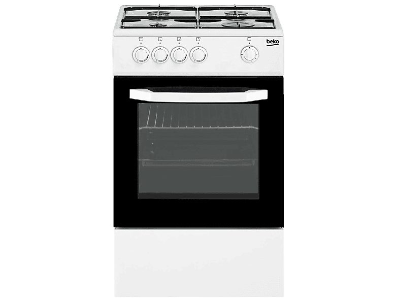 REACONDICIONADO Seminuevo Bueno Cocina - Beko CSG 42009 DW, Encimera Gas Butano, 4 quemadores, Horno de gas, Blanco