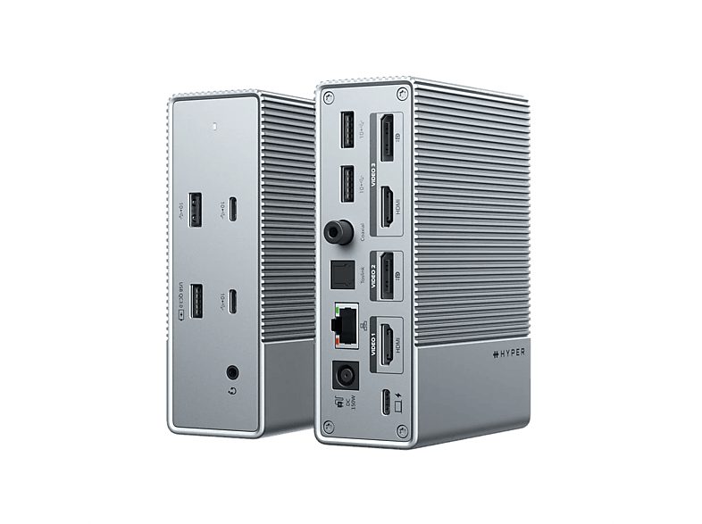 REACONDICIONADO Seminuevo Excelente Docking Station - Hyper HDG215-EU, 15 puertos, 100W, Gris