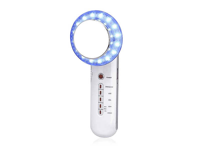 Rejuvenecedor facial - IDERMIA Cuidado de la piel 6 en 1. Instrumento de belleza ultrasónico EMS, limpieza de iones negativos., Cara, Blanco