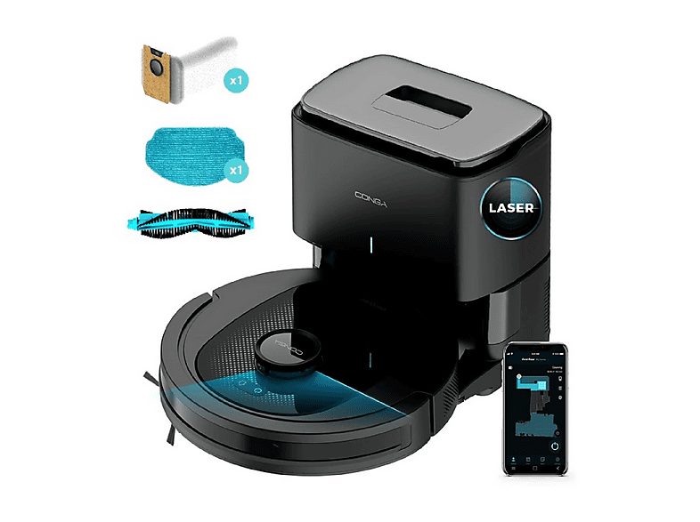Robot aspirador - CECOTEC Conga 7490 Ultimate Home Genesis, 300 W, Potencia de succión 4 kPa, Depósito 0,5 ml, Autonomía 120 min, Multicolor