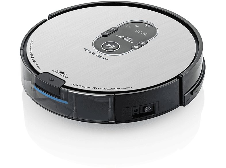 Robot aspirador - ETA Falco Smart, 14,4 V, Depósito 600 ml, Autonomía 120 min, Negro, Acero inoxidable