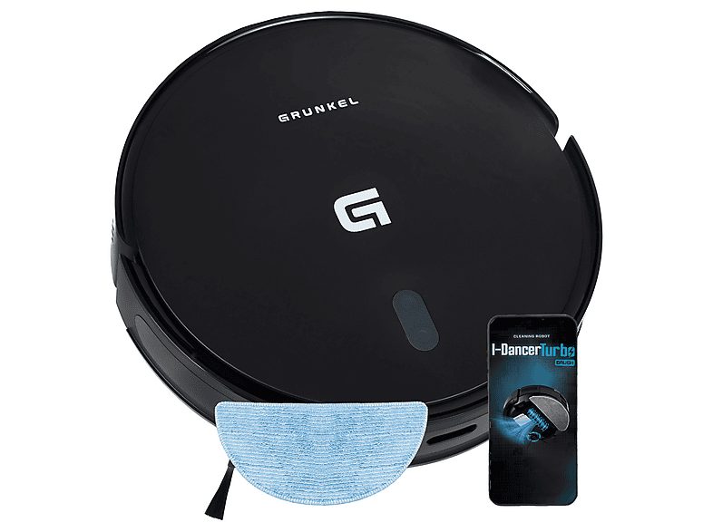 Robot Aspirador - GRUNKEL I-DANCERTURBOBRUSH, 45 W, Potencia de succión 5 kPa, Depósito 250 ml, Autonomía 150 Min., Black