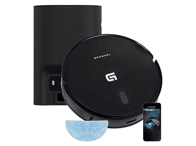 Robot Aspirador - GRUNKEL I-DANCERTURBOBRUSHDUST, 45 W, Depósito 250 ml, Autonomía 120 Min., Black
