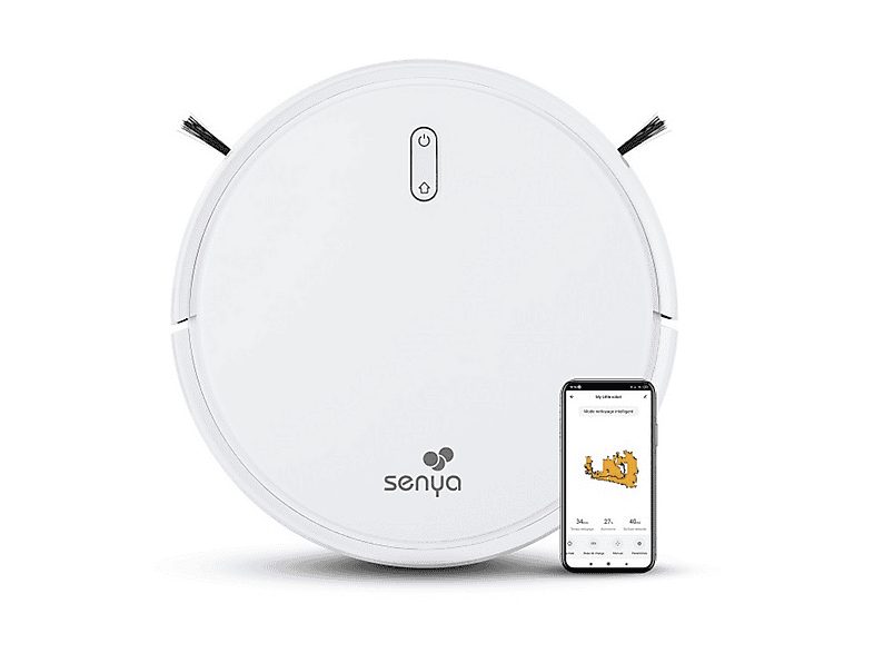 Robot aspirador - SENYA 303926013, 009 W, Depósito 0,6 l, Autonomía 120 min, Blanco