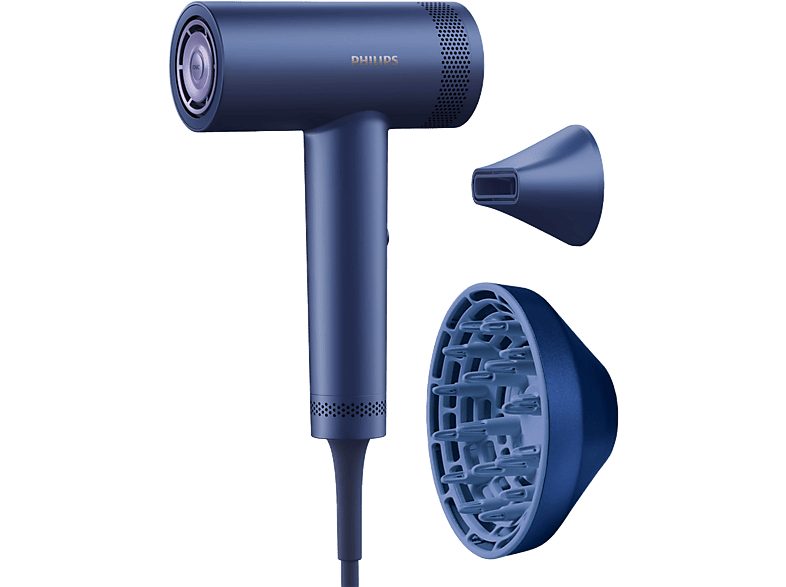 Secador - Philips SERIE 8000 BHD839/10, 1400 W, 5 Niveles de calor, 3 Velocidades, Difusor incluido, Azul Adriático
