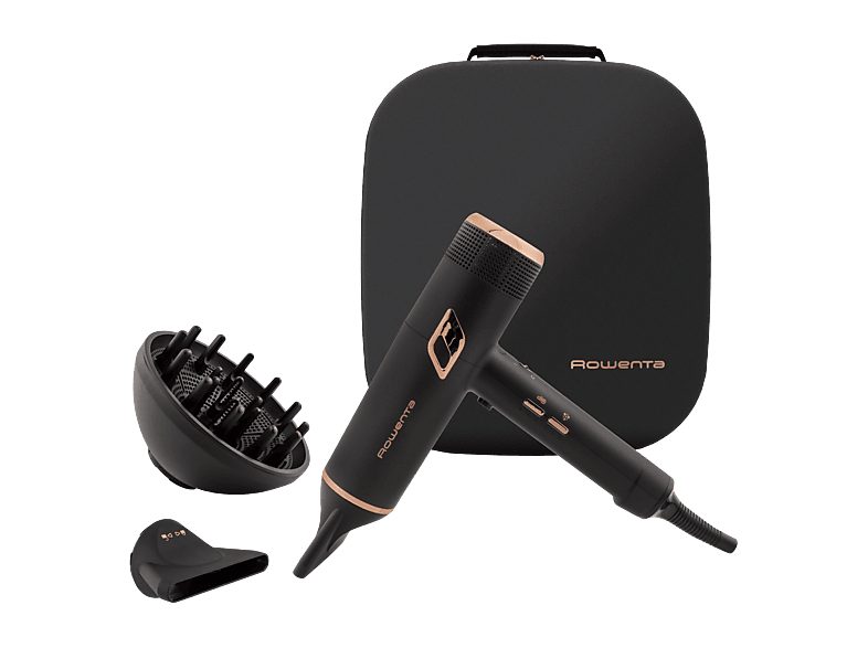 Secador - Rowenta Maestria CV9920, Tecnología Air-to-Care doble iónico, 2000 W, 9 Ajustes, Motor BLDC, 2 Boquillas, Difusor, Neceser, Peso 385g, Negro