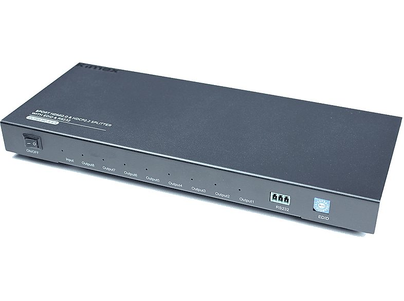 Splitter HDMI  - 130-2008 Splitter HDMI2.0 & HDCP2.2, 1 entrada-8 salidas, EDID, RS232, 4K60Hz KIMEX, Negro