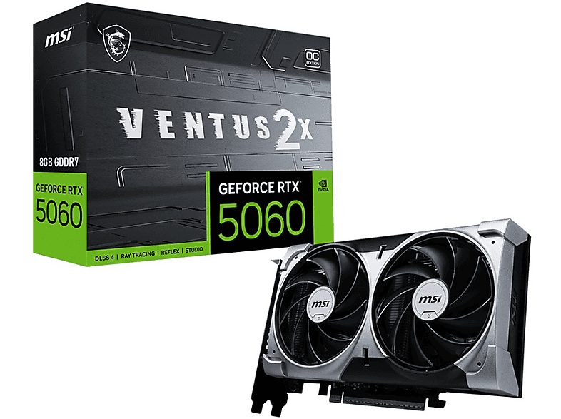 Tarjeta gráfica - MSI GeForce RTX 5060 VENTUS 2X OC, GDDR7, PCI Express x16 5.0