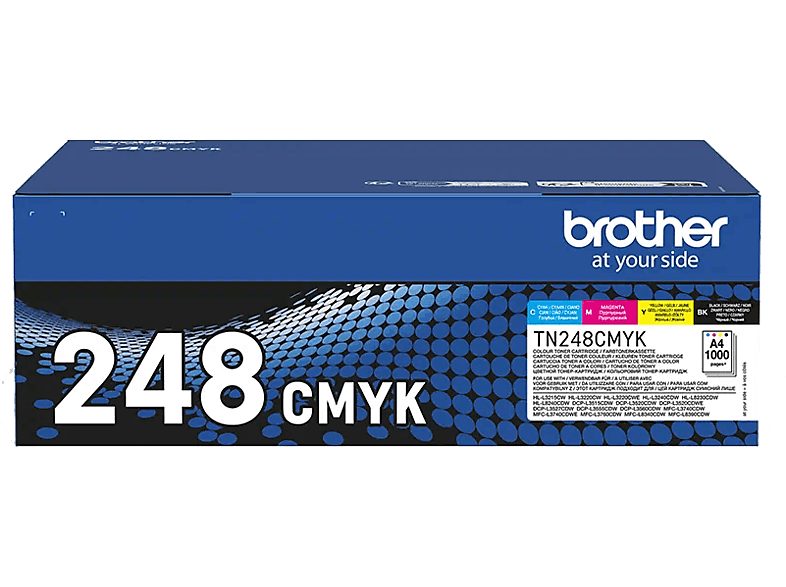 Tóner - Brother TN-248VAL, Pack 4, 1000 páginas cada color, Negro, cian, amarillo, magenta
