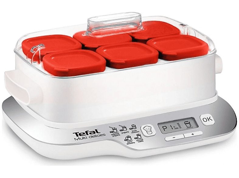 Yogurtera - TEFAL YOGURTERA TEFAL YG6601 COMPACTA 6 VASOS, 600 W, Rojo, Blanco